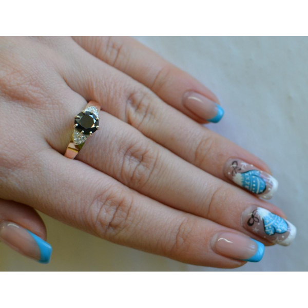 Серебряные серьги с золотыми вставками (124с)