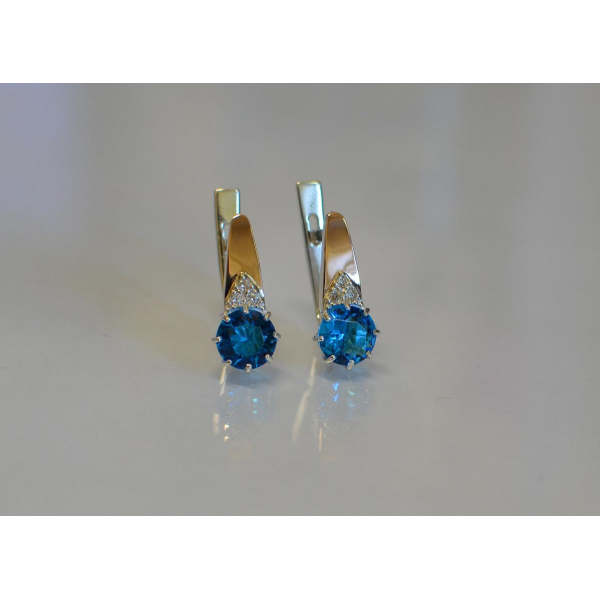 Серебряные серьги с золотыми вставками (124с)