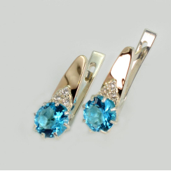 Серебряные серьги с золотыми вставками