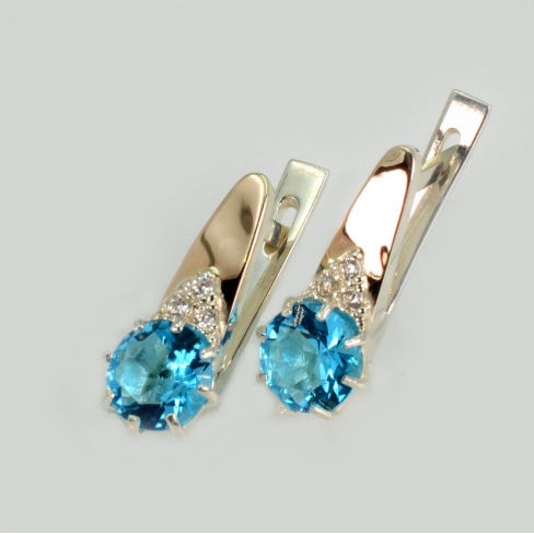 Серебряные серьги с золотыми вставками