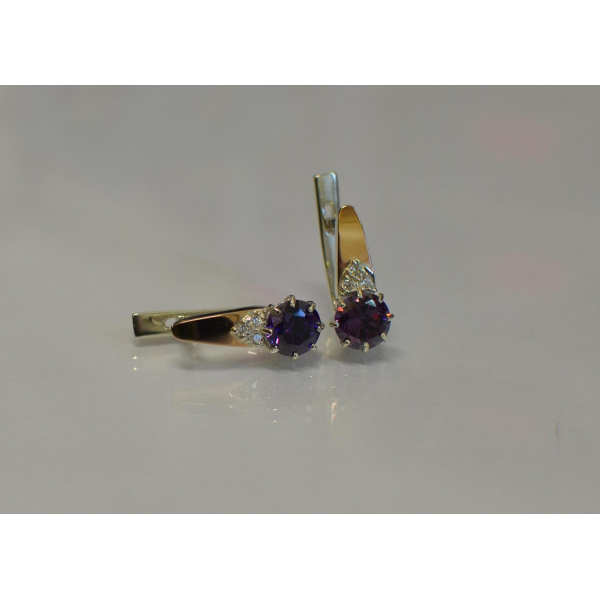 Серебряные серьги с золотыми вставками (124с)