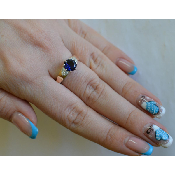 Серебряные серьги с золотыми вставками (124с)