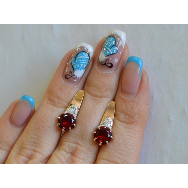 Серебряные серьги с золотыми вставками (124с)