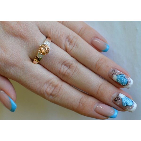 Серебряные серьги с золотыми вставками (124с)