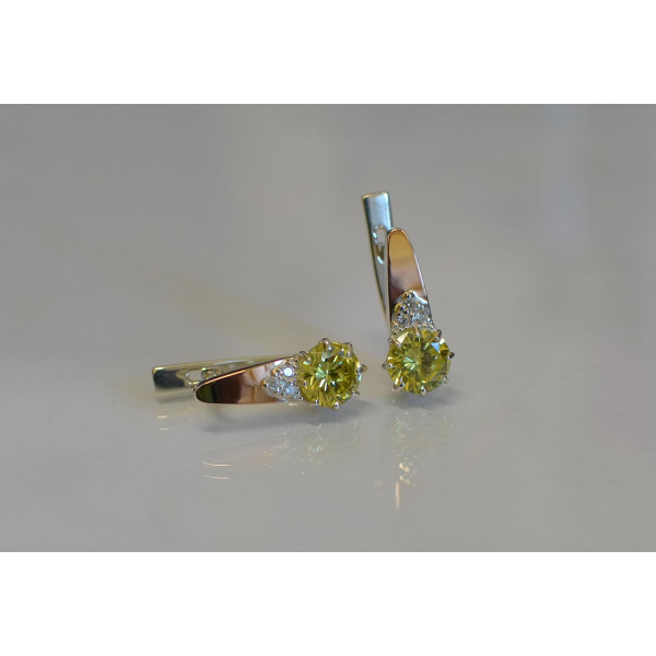 Серебряные серьги с золотыми вставками (124с)