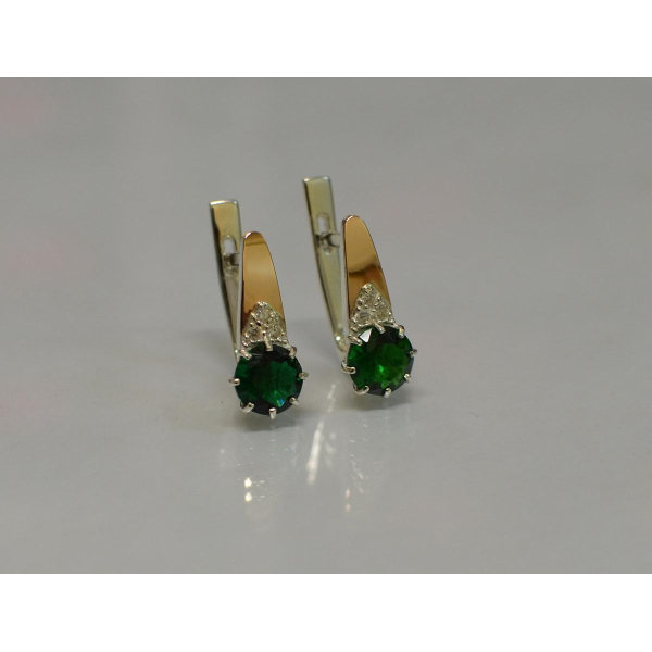 Серебряные серьги с золотыми вставками (124с)