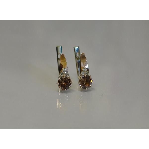 Серебряные серьги с золотыми вставками (124с)