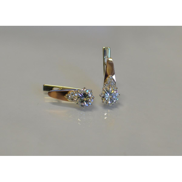 Серебряные серьги с золотыми вставками (124с)