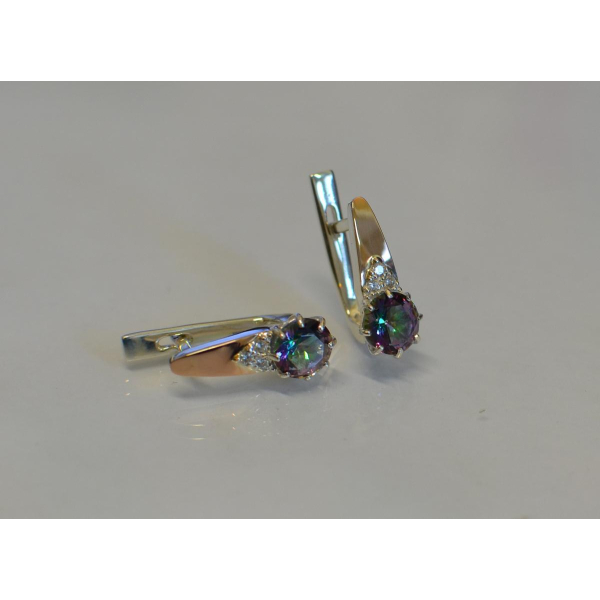 Серебряные серьги с золотыми вставками (124с)