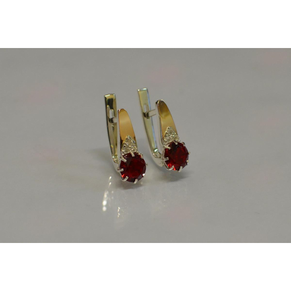 Серебряные серьги с золотыми вставками (124с)