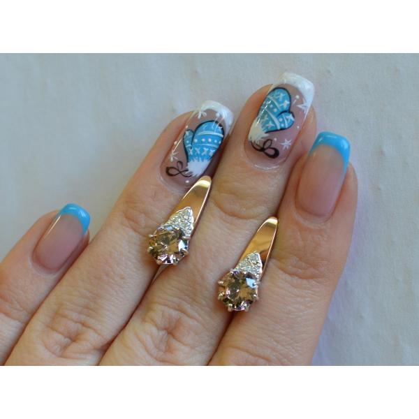 Серебряные серьги с золотыми вставками (124с)