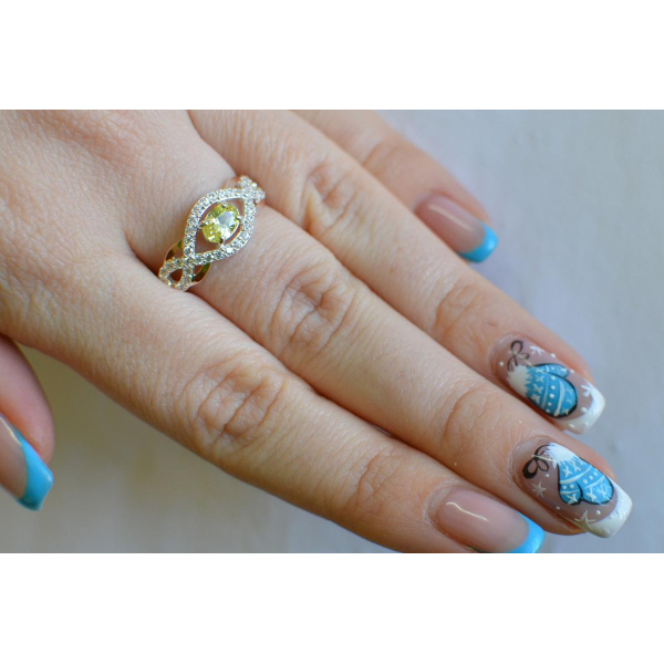 Срібна каблучка з золотими накладками (125к)