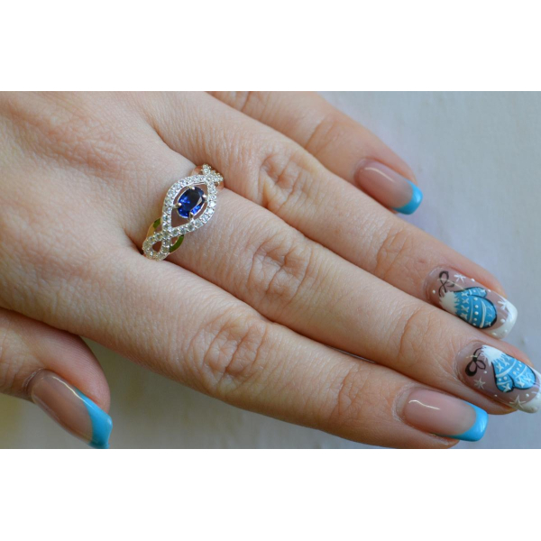 Срібна каблучка з золотими накладками (125к)