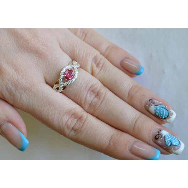 Срібна каблучка з золотими накладками (125к)