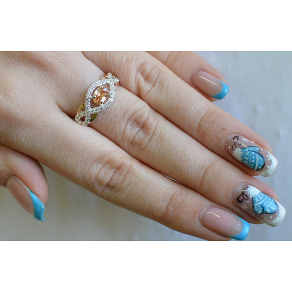 Срібна каблучка з золотими накладками (125к)