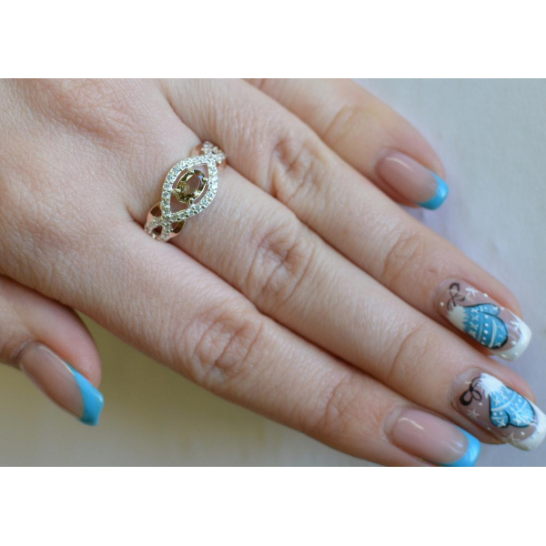 Срібна каблучка з золотими накладками (125к)