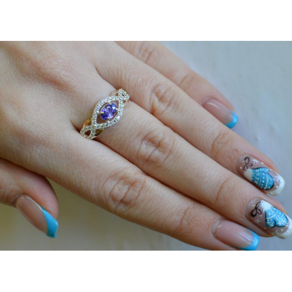 Срібна каблучка з золотими накладками (125к)