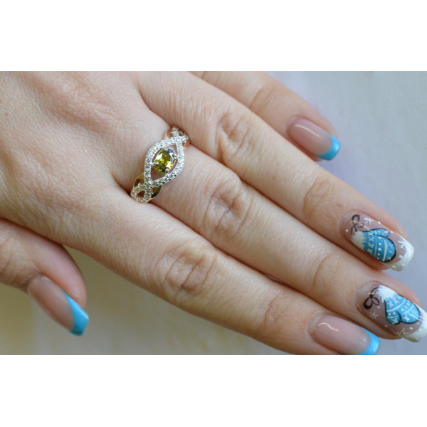 Срібна каблучка з золотими накладками (125к)