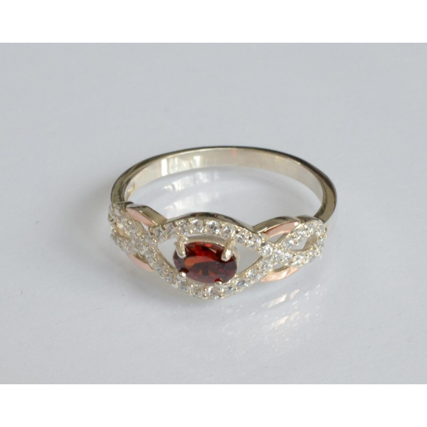 Срібна каблучка з золотими накладками (125к)