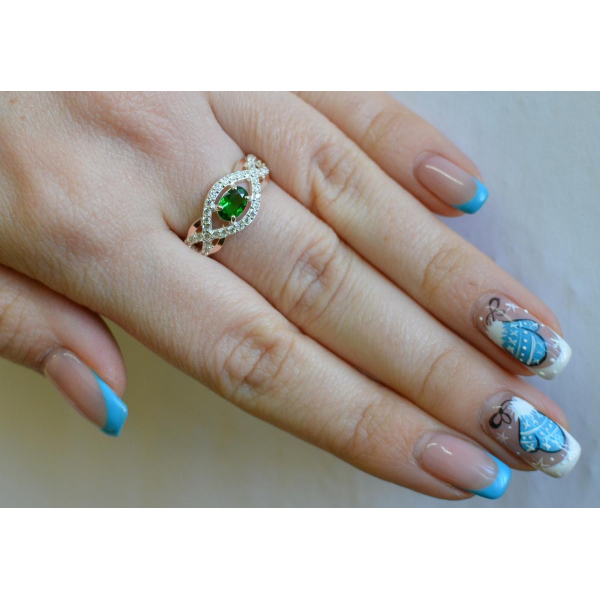 Срібна каблучка з золотими накладками (125к)