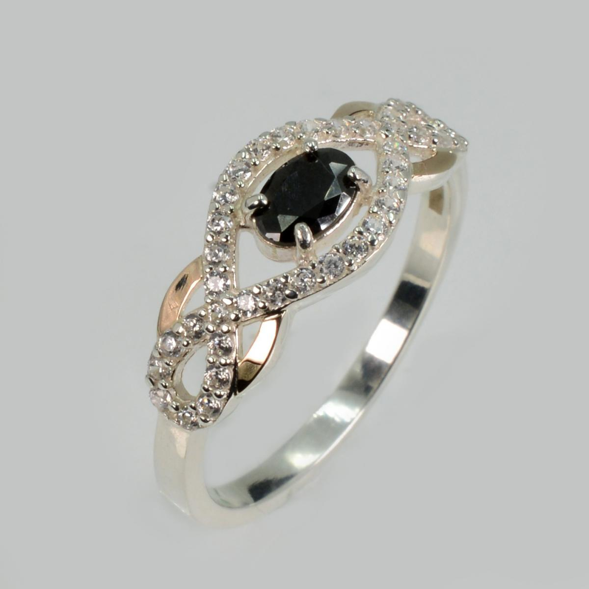 Срібна каблучка з золотими накладками (125к)