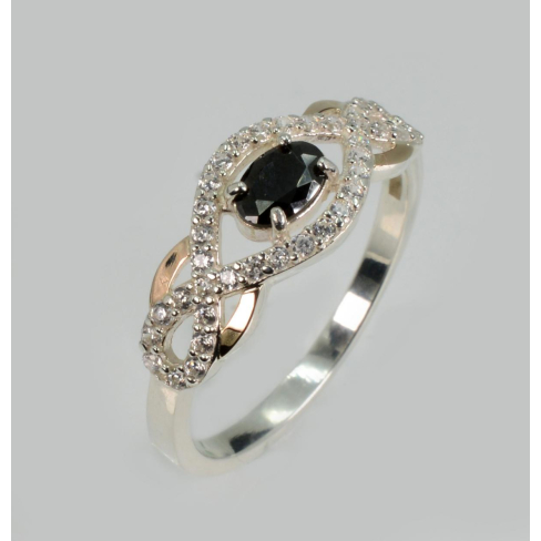 Серебряное кольцо с золотыми накладками