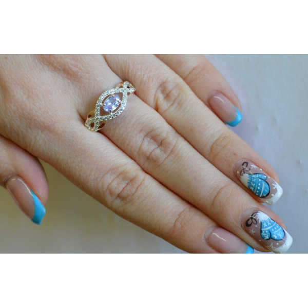 Срібна каблучка з золотими накладками (125к)