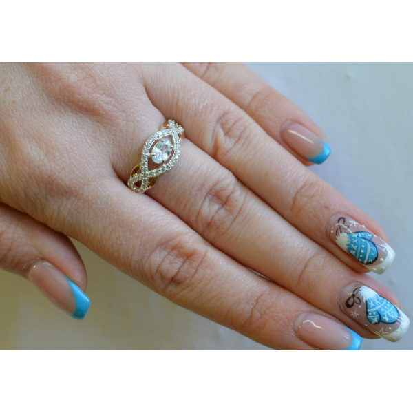 Срібна каблучка з золотими накладками (125к)