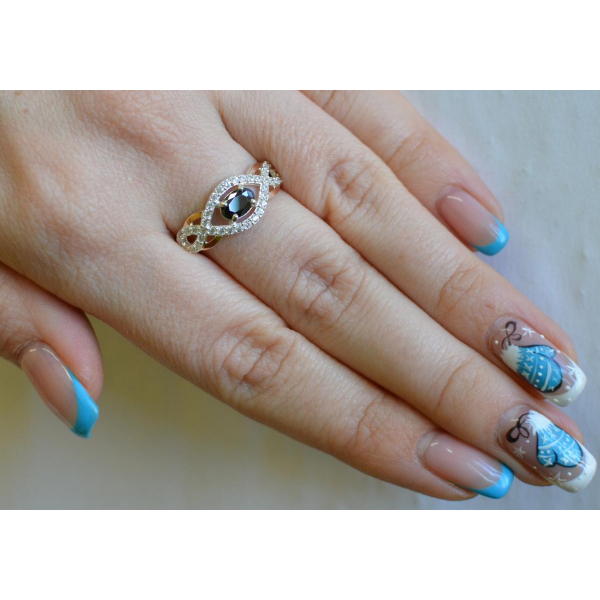 Срібна каблучка з золотими накладками (125к)