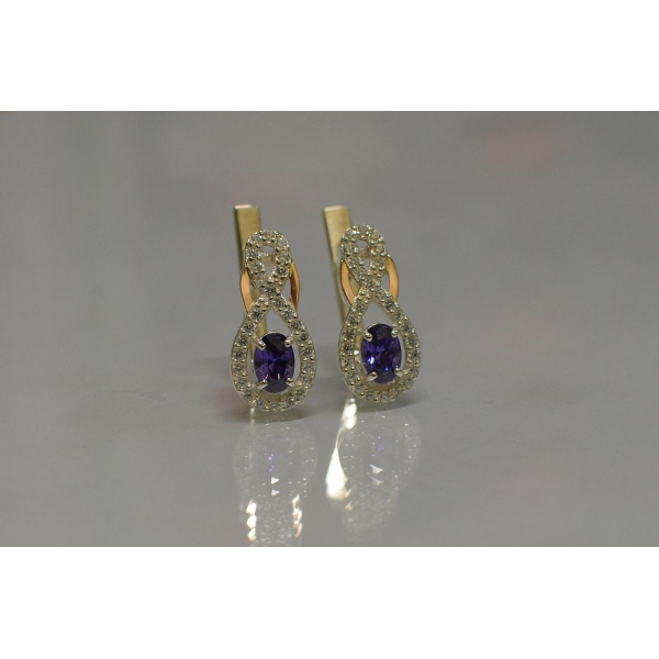 Срібні сережки з золотими вставками (125с)