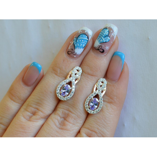 Срібні сережки з золотими вставками (125с)