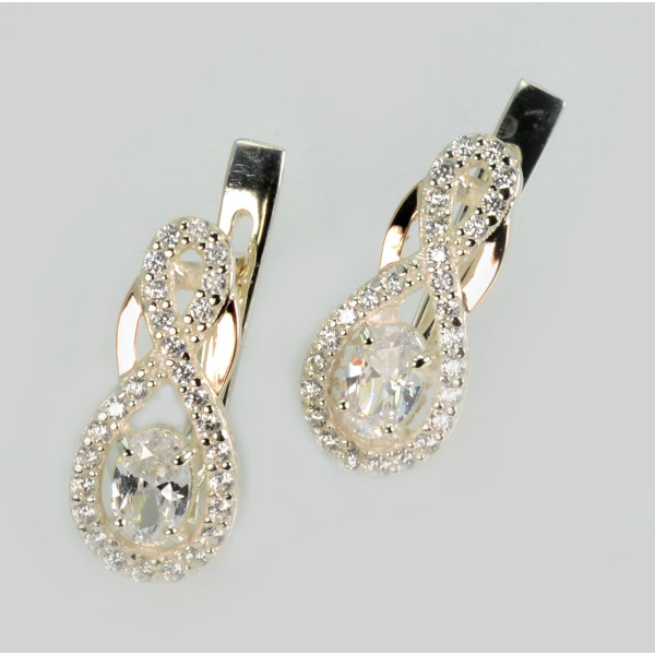 Срібні сережки з золотими вставками (125с)