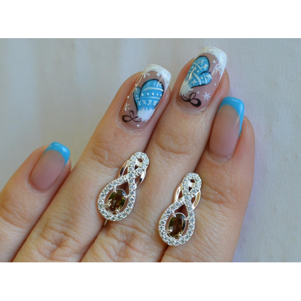 Срібні сережки з золотими вставками (125с)