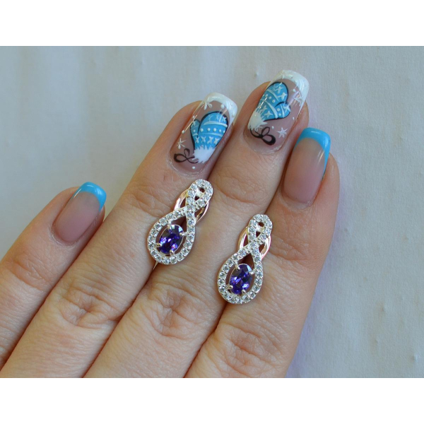 Срібні сережки з золотими вставками (125с)