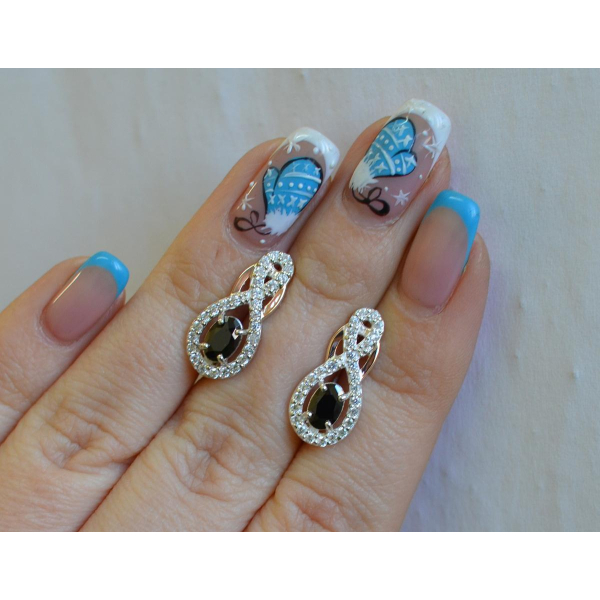 Срібні сережки з золотими вставками (125с)