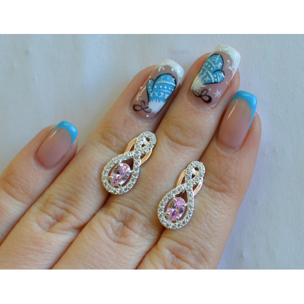 Срібні сережки з золотими вставками (125с)