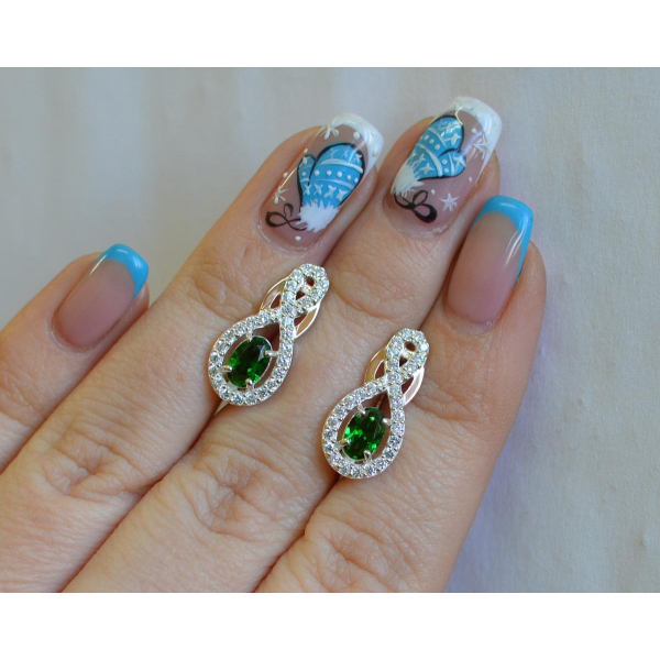 Срібні сережки з золотими вставками (125с)