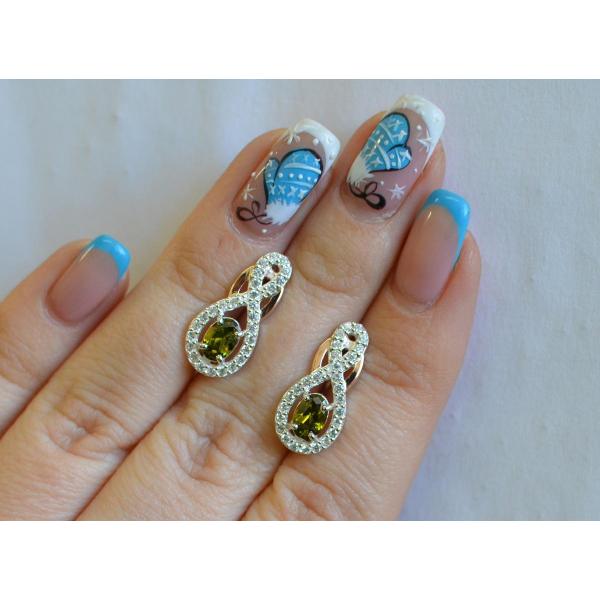 Срібні сережки з золотими вставками (125с)