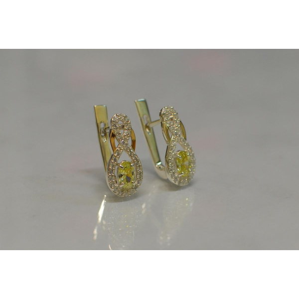 Срібні сережки з золотими вставками (125с)