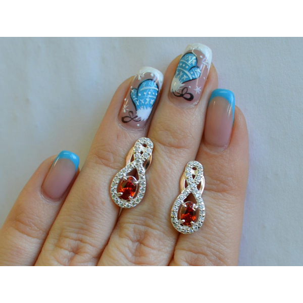 Срібні сережки з золотими вставками (125с)