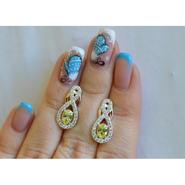 Срібні сережки з золотими вставками (125с)