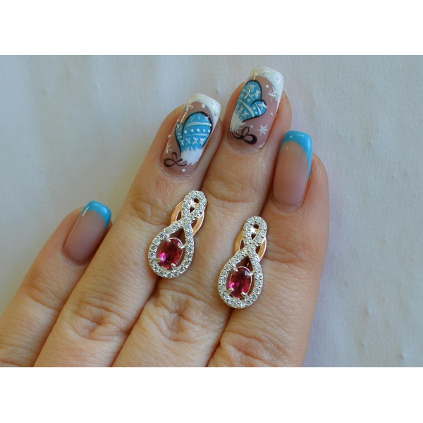 Срібні сережки з золотими вставками (125с)