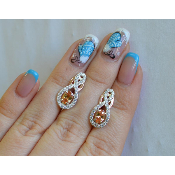 Срібні сережки з золотими вставками (125с)