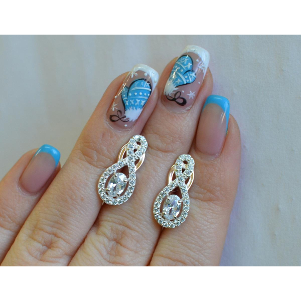 Срібні сережки з золотими вставками (125с)