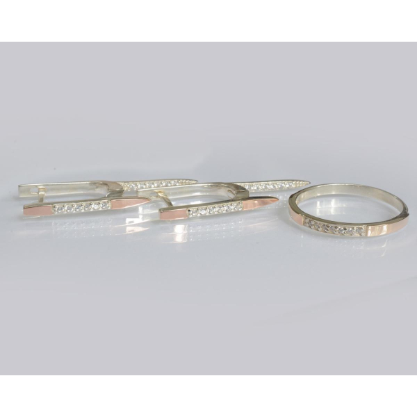 Серебряный набор с золотыми напайками (126)