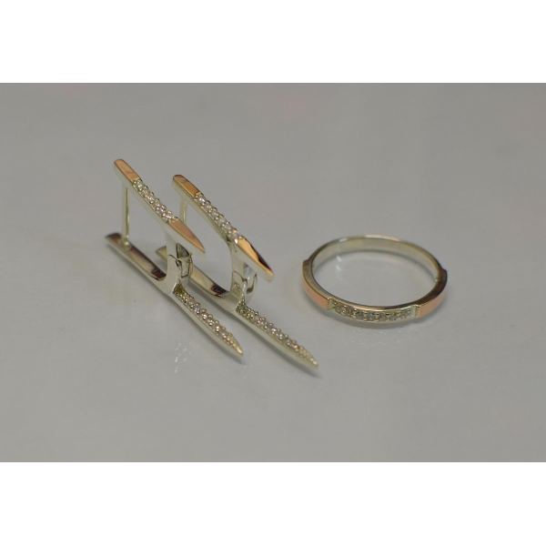 Серебряный набор с золотыми напайками (126)