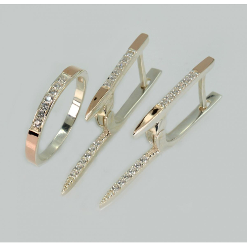 Срібний набір з золотими напайками