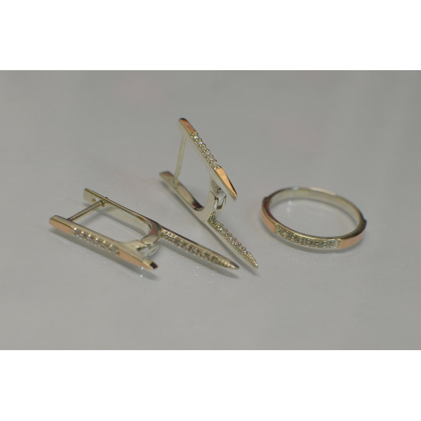 Серебряный набор с золотыми напайками (126)