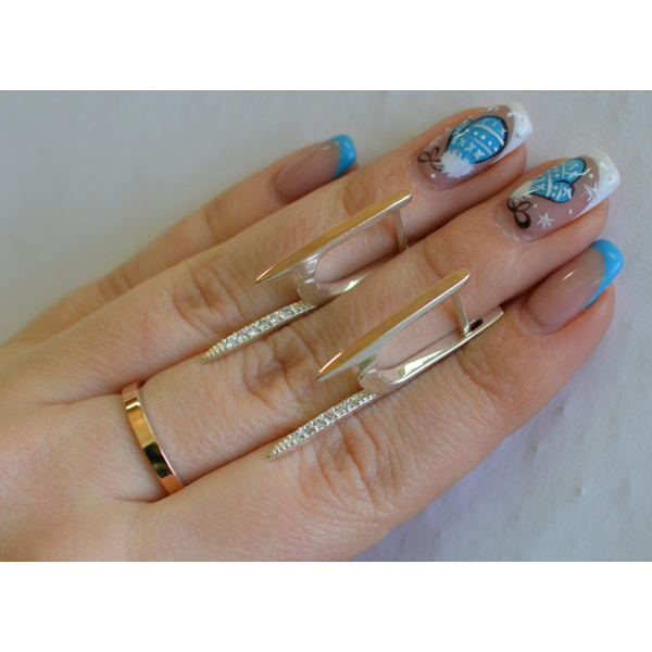 Серебряный комплект с золотыми вставками (127)