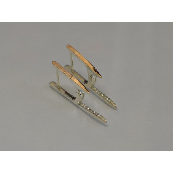 Серебряные серьги с золотыми вставками (127с)